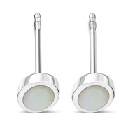 Mother of Pearl Oval Silver Stud Earrings, e346